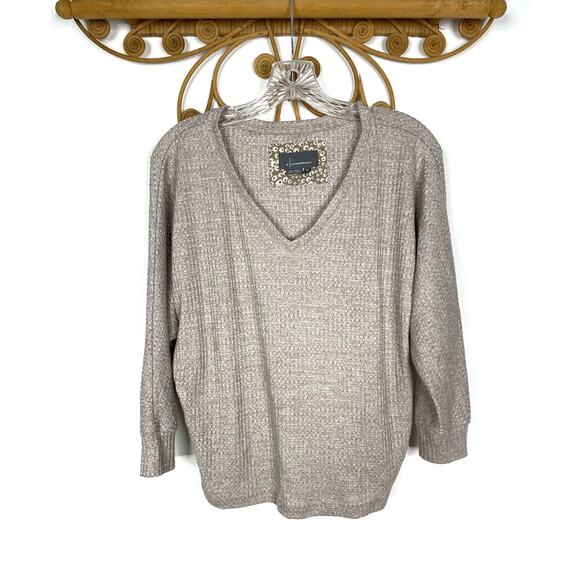 Anthropologie Classic Cloud Fleece Waffle Knit Taupe Dolman Sleeve top XS - Picture 2 of 5